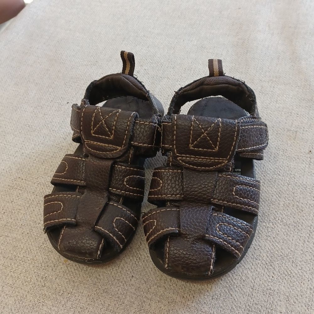 Kids Healthtex Brown Leather Sandals